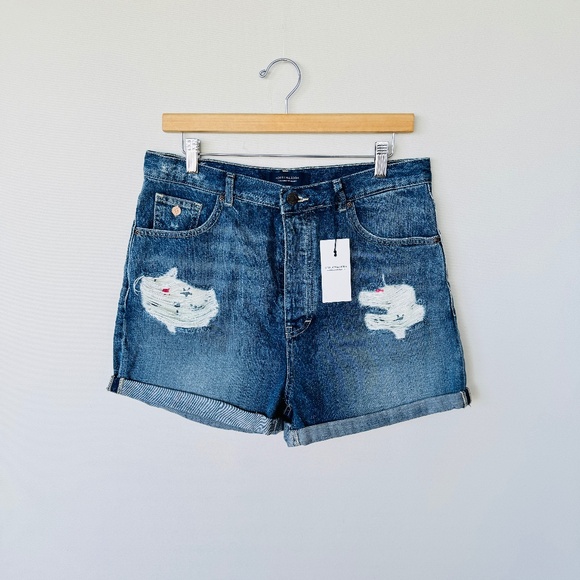 Scotch & Soda Pants - Scotch & Soda Women High Rise Denim Mom Shorts 31 Blue Casual Summer Boho Luxury